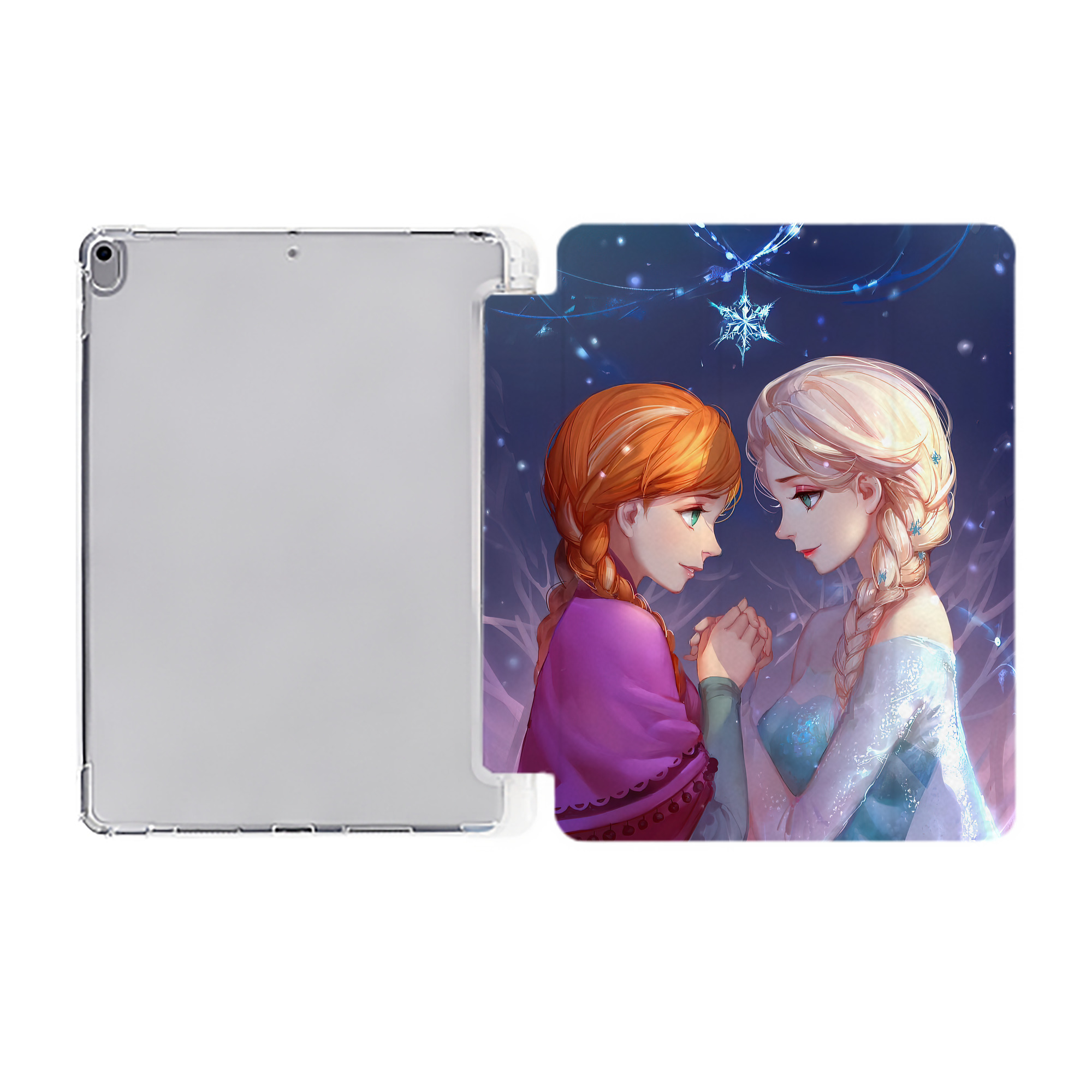 （画像用） アナと雪の女王 アンナ エルサ Frozen Anna Elsa IPad ケース ペン収納付き 三つ折りスタンド PUレザー×シリコン 対応機種9.5/10.5/10.9インチ